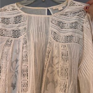 Anthropologie Cream Lace Top